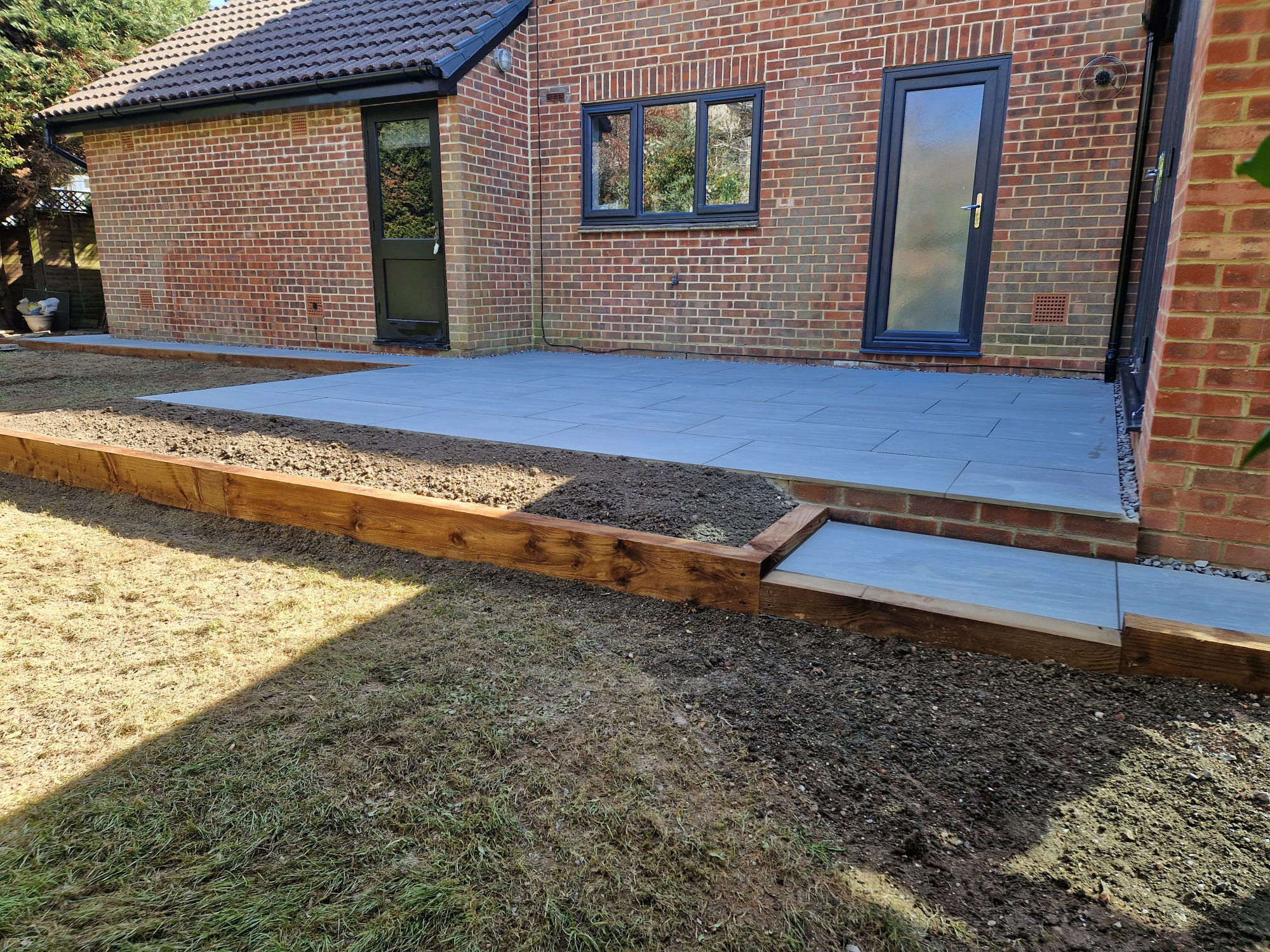 Sleeper Steps installed by Perfect Landscapes, Yateley, Hampshire